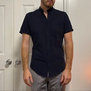 Slim fit collarless shirt